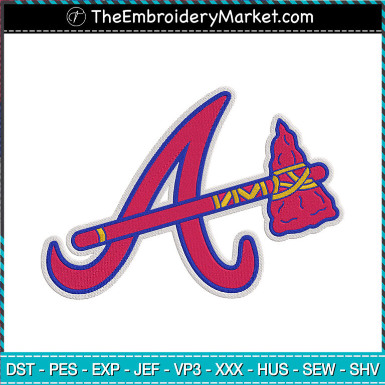 A With Axe Logo Embroidery Designs File Atlanta Braves Machine