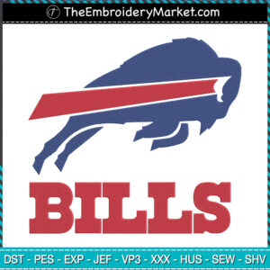 Logo Bills Buffalo Embroidery Designs File, Bills Buffalo Machine Embroidery Designs, Embroidery PES DST JEF Files Instant Download