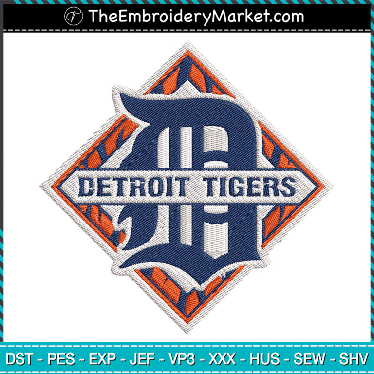 Detroit Tigers Logo Square Embroidery Designs File, Detroit Tigers ...