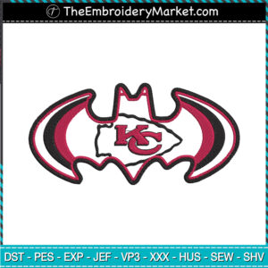 Logo KC Bats Embroidery Designs File, Kansas City Chiefs Machine Embroidery Designs, Embroidery PES DST JEF Files Instant Download