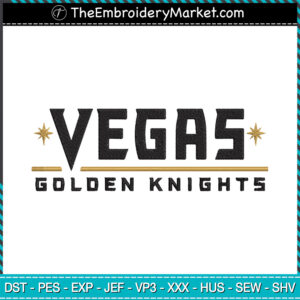 Vegas Golden Knights Letter Logo Embroidery Designs File, Shield Vegas Golden Knights Machine Embroidery Designs, Embroidery PES DST JEF Files Instant Download