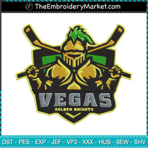 Vegas Golden Knights Warrior Logo Embroidery Designs File, Shield Vegas Golden Knights Machine Embroidery Designs, Embroidery PES DST JEF Files Instant Download