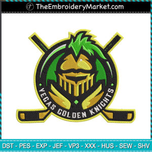 Vegas Golden Knights Warrior Head Logo Embroidery Designs File, Shield Vegas Golden Knights Machine Embroidery Designs, Embroidery PES DST JEF Files Instant Download