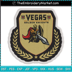 Vegas Golden Knights Logo Warrior Embroidery Designs File, Shield Vegas Golden Knights Machine Embroidery Designs, Embroidery PES DST JEF Files Instant Download