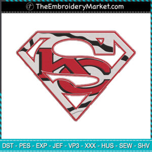 KC Super Logo Embroidery Designs File, Kansas City Chiefs Machine Embroidery Designs, Embroidery PES DST JEF Files Instant Download