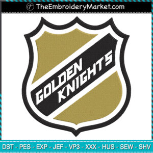 Golden Knights Logo Shield Embroidery Designs File, Shield Vegas Golden Knights Machine Embroidery Designs, Embroidery PES DST JEF Files Instant Download