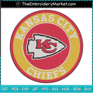Logo Kansas City Chiefs Embroidery Designs File, Kansas City Chiefs Machine Embroidery Designs, Embroidery PES DST JEF Files Instant Download