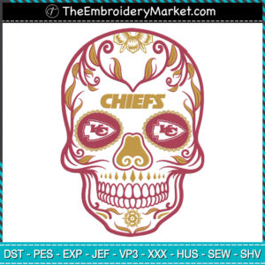 Logo Skull Chiefs Embroidery Designs File, Kansas City Chiefs Machine Embroidery Designs, Embroidery PES DST JEF Files Instant Download