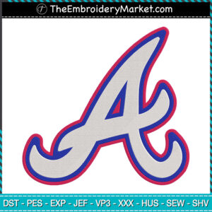 Atlanta Braves Logo A Embroidery Designs File, Atlanta Braves Machine Embroidery Designs, Embroidery PES DST JEF Files Instant Download