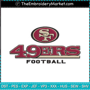 SF 49Ers Football Logo Embroidery Designs File, San Francisco 49ers Machine Embroidery Designs, Embroidery PES DST JEF Files Instant Download
