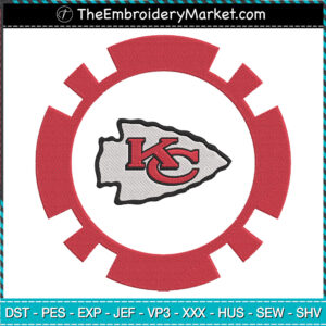 Logo KC Circle Embroidery Designs File, Kansas City Chiefs Machine Embroidery Designs, Embroidery PES DST JEF Files Instant Download
