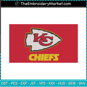 Logo KC Flag Embroidery Designs File, Kansas City Chiefs Machine Embroidery Designs, Embroidery PES DST JEF Files Instant Download