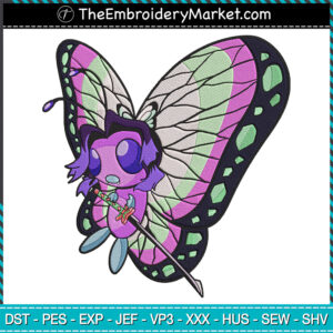 Kanae X Butterfree Embroidery Designs File, Kimetsu x Pokemon Machine Embroidery Designs, Embroidery PES DST JEF Files Instant Download