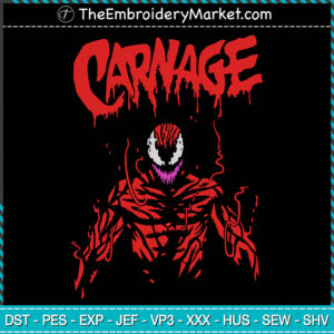 Carnage Embroidery Designs File, Venom Machine Embroidery Designs, Embroidery PES DST JEF Files Instant Download