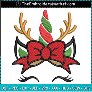 Christmas Unicorn Embroidery Designs File, Unicorn Machine Embroidery Designs, Embroidery PES DST JEF Files Instant Download
