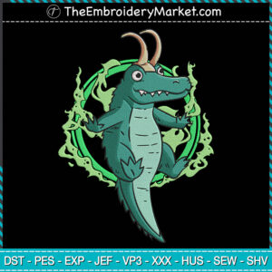 Crocodile Loki Embroidery Designs File, Loki Marvel Machine Embroidery Designs, Embroidery PES DST JEF Files Instant Download