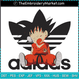 Goku Sleep Adidas Embroidery Designs File, Dragon Ball Machine Embroidery Designs, Embroidery PES DST JEF Files Instant Download