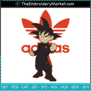 Goku Adidas Embroidery Designs File, Dragon Ball Machine Embroidery Designs, Embroidery PES DST JEF Files Instant Download