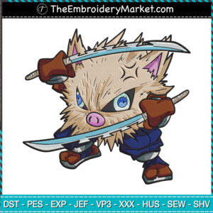 Inosuke X Entei Embroidery Designs File, Kimetsu x Pokemon Machine Embroidery Designs, Embroidery PES DST JEF Files Instant Download