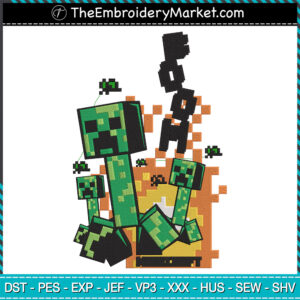 Creeper Boom Embroidery Designs File, Minecraft Machine Embroidery Designs, Embroidery PES DST JEF Files Instant Download