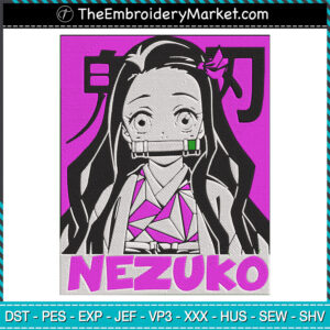 Nezuko Embroidery Designs File, Kimetsu no Yaiba Machine Embroidery Designs, Embroidery PES DST JEF Files Instant Download