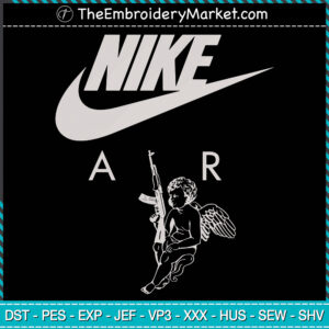 Nike Air x Cupid Embroidery Designs File, Nike Machine Embroidery Designs, Embroidery PES DST JEF Files Instant Download