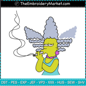 Marge Simpson Smoke Adidas Hair Embroidery Designs File, The Simpsons Machine Embroidery Designs, Embroidery PES DST JEF Files Instant Download