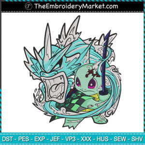 Squirtle X Tanjiro Embroidery Designs File, Kimetsu x Pokemon Machine Embroidery Designs, Embroidery PES DST JEF Files Instant Download