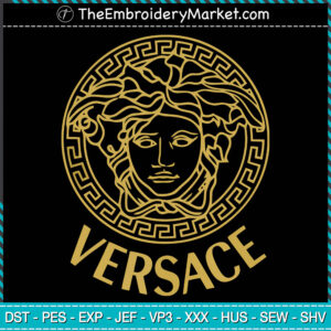 Versace Logo Embroidery Designs File, Versace Machine Embroidery Designs, Embroidery PES DST JEF Files Instant Download