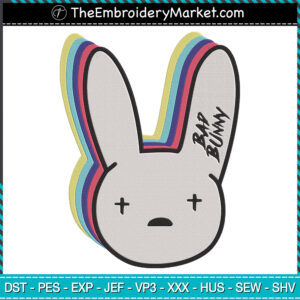 Bad Bunny Bunny Logo Embroidery Designs File, Bad Bunny Machine Embroidery Designs, Embroidery PES DST JEF Files Instant Download