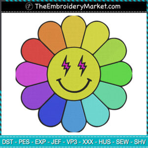 Ms. Rainbow Flower Embroidery Designs File, Bad Bunny Machine Embroidery Designs, Embroidery PES DST JEF Files Instant Download