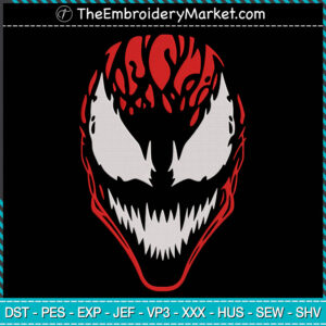 Carnage Head Embroidery Designs File, Marvel Machine Embroidery Designs, Embroidery PES DST JEF Files Instant Download