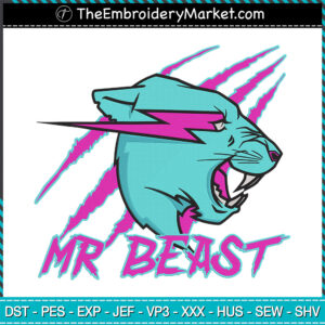Mr Beast Logo Embroidery Designs File, Mr Beast Machine Embroidery Designs, Embroidery PES DST JEF Files Instant Download