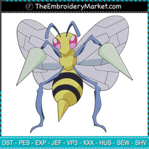 Beedrill Embroidery Designs File, Pokemon Machine Embroidery Designs, Embroidery PES DST JEF Files Instant Download