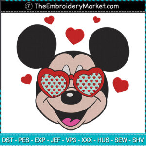 Mickey Disney Valentine Embroidery Designs File, Disney Machine Embroidery Designs, Embroidery PES DST JEF Files Instant Download