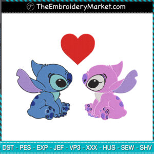 Stitch And Angel Love Embroidery Designs File, Stitch Machine ...
