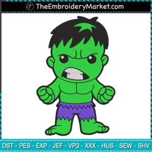Hulk Chibi Embroidery Designs File, Avengers Machine Embroidery Designs, Embroidery PES DST JEF Files Instant Download