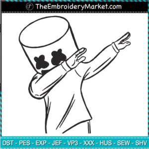 Dabbing Marshmello Embroidery Designs File, Marshmello Machine Embroidery Designs, Embroidery PES DST JEF Files Instant Download