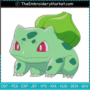 Bulbasaur Embroidery Designs File, Pokemon Machine Embroidery Designs, Embroidery PES DST JEF Files Instant Download