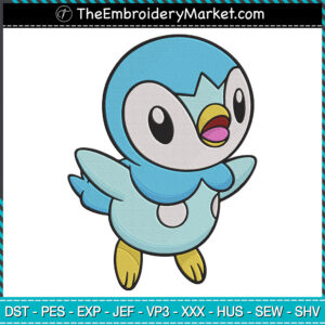 Piplup Pokemon Embroidery Designs File, Pokemon Machine Embroidery Designs, Embroidery PES DST JEF Files Instant Download