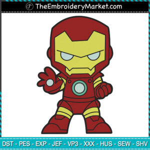 Iron Man Chibi Embroidery Designs File, Avengers Machine Embroidery Designs, Embroidery PES DST JEF Files Instant Download