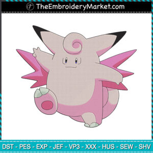 Clefable Pokemon Embroidery Designs File, Pokemon Machine Embroidery Designs, Embroidery PES DST JEF Files Instant Download