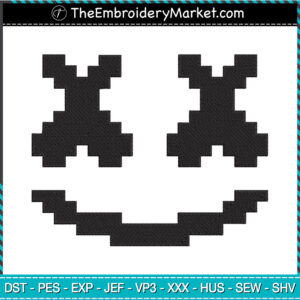 Marshmello Pixel Logo Embroidery Designs File, Marshmello Machine Embroidery Designs, Embroidery PES DST JEF Files Instant Download