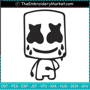 Cute Chibi Marshmello Embroidery Designs File, Marshmello Machine Embroidery Designs, Embroidery PES DST JEF Files Instant Download
