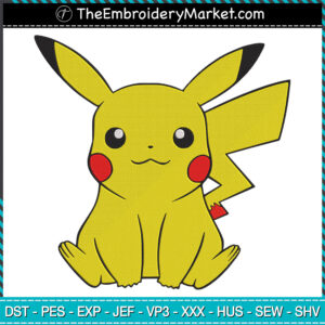Cute Pikachu Embroidery Designs File, Pokemon Machine Embroidery Designs, Embroidery PES DST JEF Files Instant Download