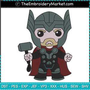 Thor Chibi Embroidery Designs File, Avengers Machine Embroidery Designs, Embroidery PES DST JEF Files Instant Download