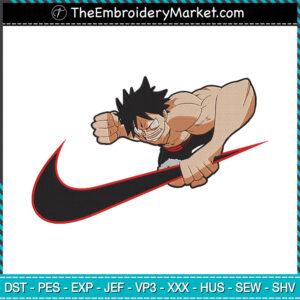 Luffy Attack Embroidery Designs File, Nike Machine Embroidery Designs, Embroidery PES DST JEF Files Instant Download
