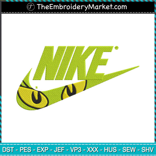 Nike Grinch Eyes Embroidery Designs File, Nike Machine Embroidery ...