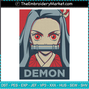 Demon Nezuko Kamado Embroidery Designs File, Demon Slayer: Kimetsu no Yaiba Machine Embroidery Designs, Embroidery PES DST JEF Files Instant Download