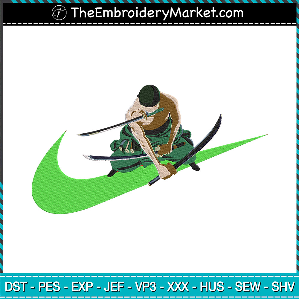 One Piece Zoro Embroidery Design File, One Piece Anime Embroidery Design,  Machine Embroidery File. Zoro Roronoa Design